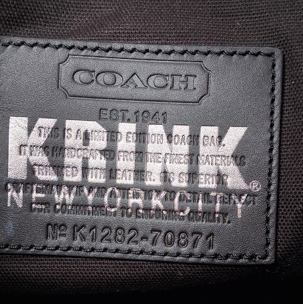 Coach x Krink Drip Paint Blue/Black Tote Bag Women's Rare Large - Picture 2 of 10